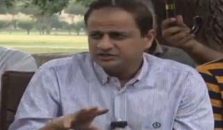 میئر کراچی مرتضیٰ وہاب کی پریس کانفرنس کے دوران تیز بارش