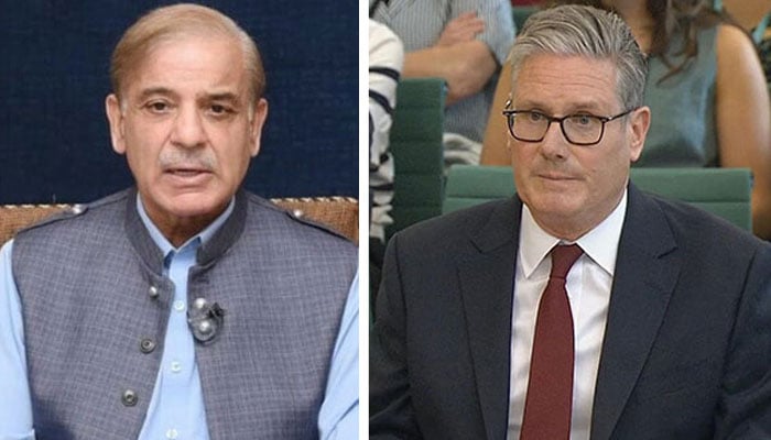 برطانوی وزیرِ اعظم سر کیئر اسٹارمر اور پاکستان کے وزیرِاعظم شہباز شریف—فائل فوٹو