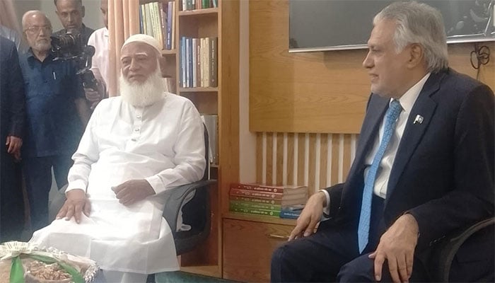 اسحاق ڈار کی امیرِ جماعتِ اسلامی بنگلادیش سے ملاقات —تصویر بشکریہ سوشل میڈیا