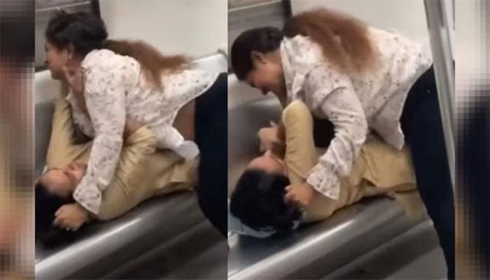 میٹرو ٹرین اکھاڑے میں تبدیل، خواتین لڑ پڑیں، بال نوچے، تھپڑ برسائے
