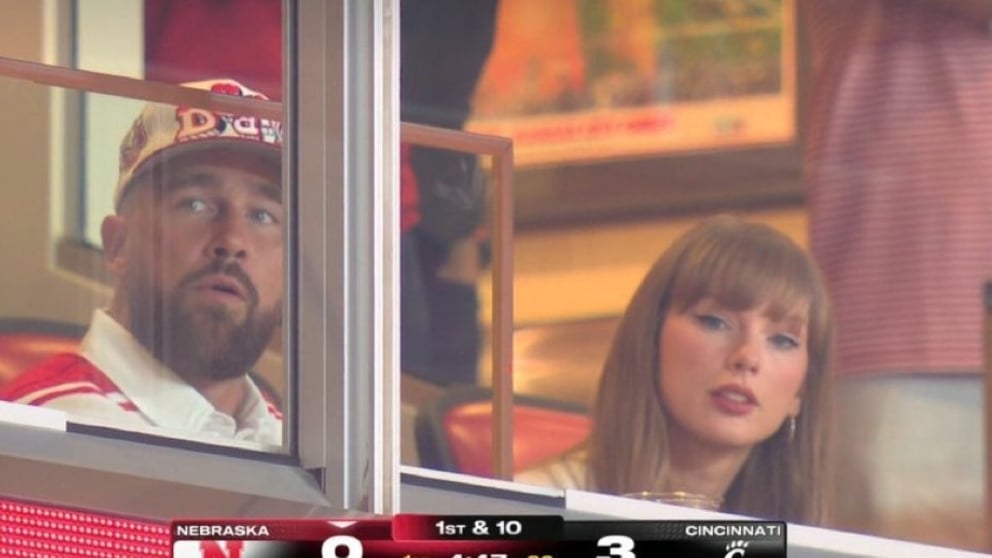 Taylor Swift and fiancé Travis Kelce at Arrowhead Stadium