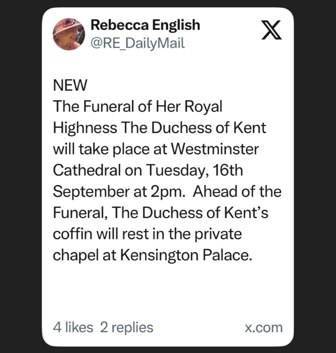 The Duchess of Kent funeral: Date, time and burial place announced