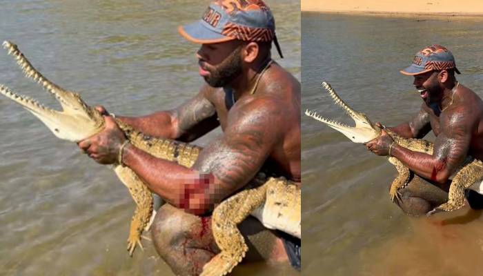Crocodile wrestling video prompts calls for US influencer’s deportation