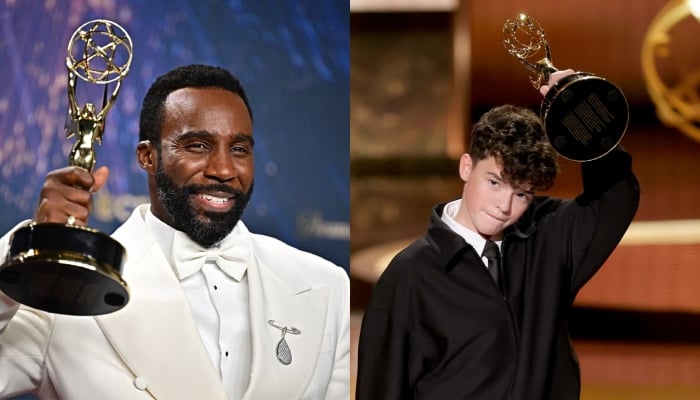 Tramell Tillman and Owen Cooper accepts their Emmys