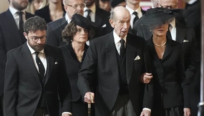 Duke of Kent bids farewell to wife as family unites at funeral