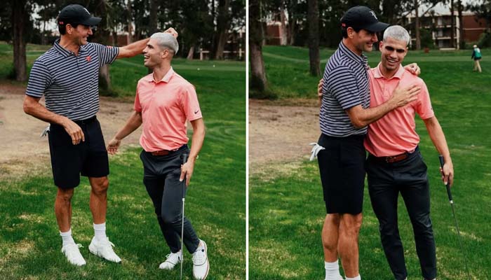 Carlos Alcaraz shows off new hairdo during golf outing with Roger Federer
