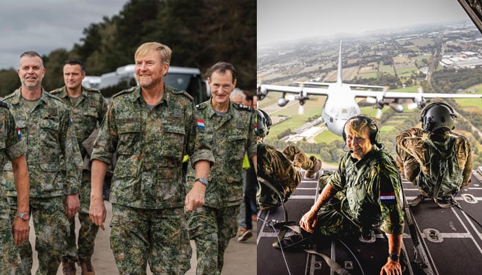 King Willem-Alexander of Netherland joins paratroopers at Falcon Leap exercise