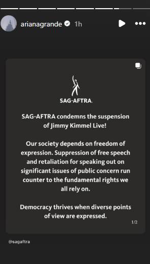Ariana Grande’s subtle response to Jimmy Kimmel show cancellation