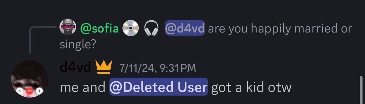 Here the Deleted User is speculated to be Celeste Rivas