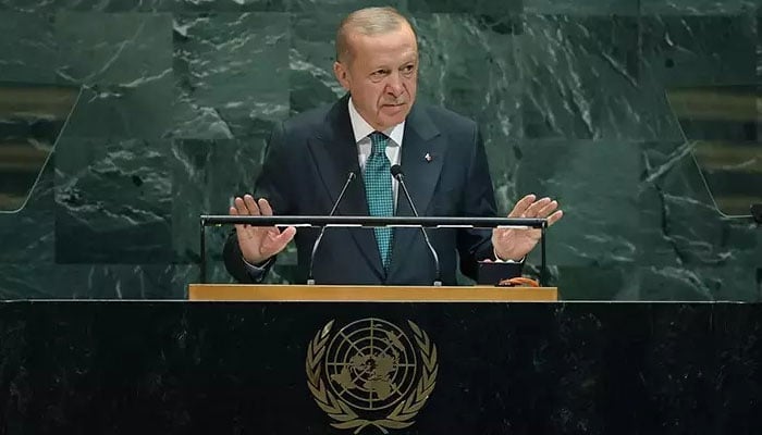 اقوام متحدہ: اردوان نے زخمی فلسطینی بچوں کی تصاویر لہرا کر عالمی ضمیر جھنجھوڑ دیا، مسئلہ کشمیر بھی مزید اجاگر کیا