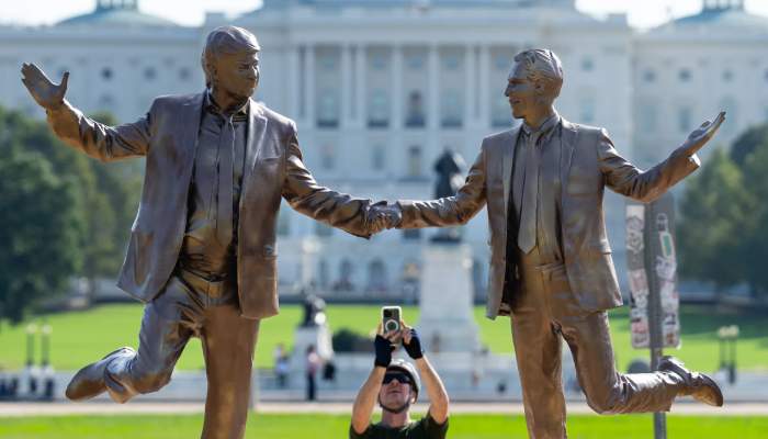 Trump-Epstein statue of lasting bond appears on National Mall amid scandal