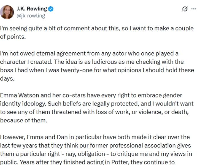 P.C.: J.K. Rowling/Instagram account