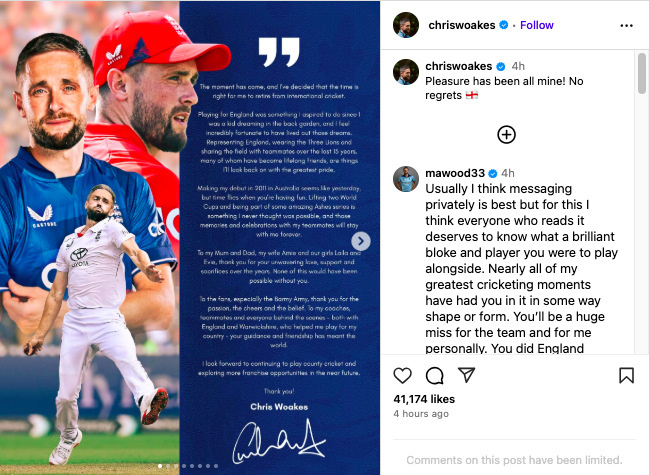 Chris Woakes retires from international cricket after remarkable career
