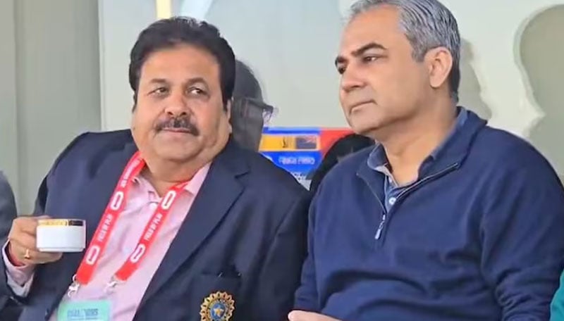 ایشین کرکٹ کونسل کے صدر محسن نقوی اور بھارتی کرکٹ بورڈ کے سربراہ راجیو شکلا—فائل فوٹو