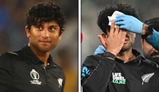 پاکستان میں گیند لگنے سے زخمی ہونے والے راچن رویندرا چہرے چوٹ لگنے سے پھر زخمی