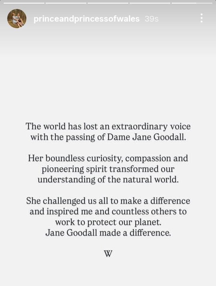 Prince William mourns extraordinary voice Dame Jane’s death in sombre tribute