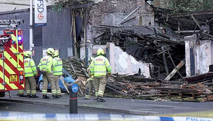 Storm Amy causes building collapse onto car in Glasgow