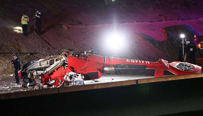 California highway helicopter crash critically injures three on board