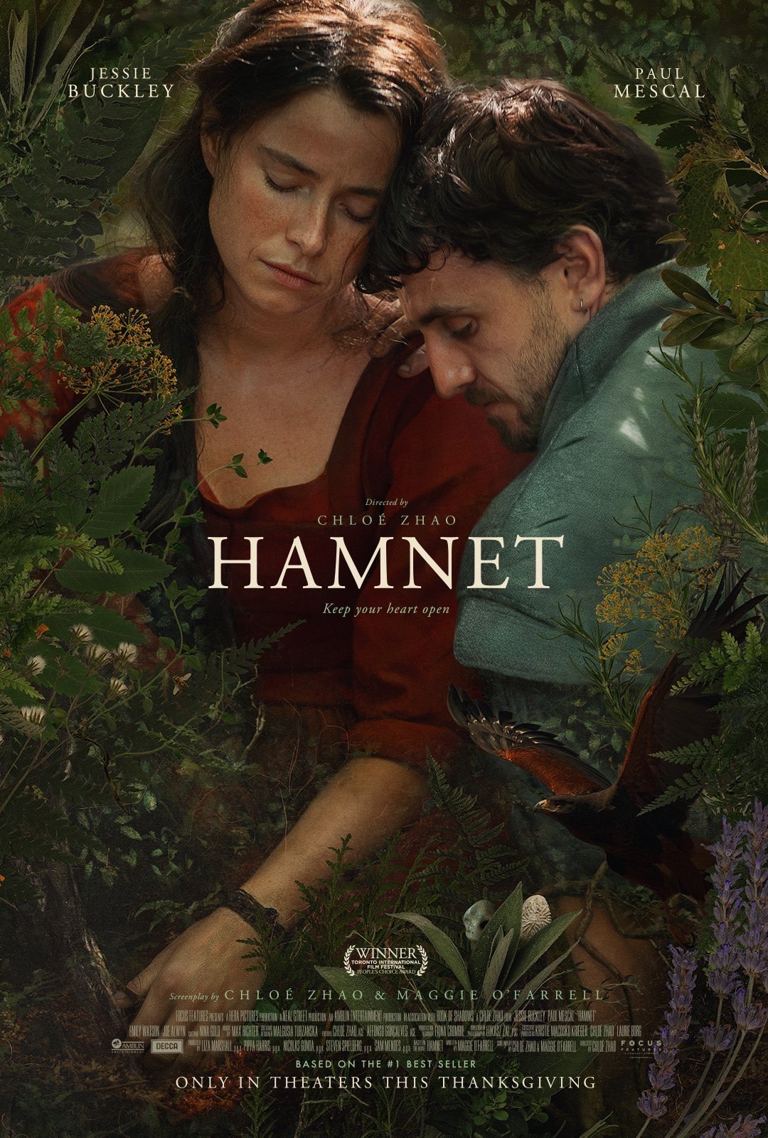 Paul Mescal and Jessie Buckley for Hamnet official poster