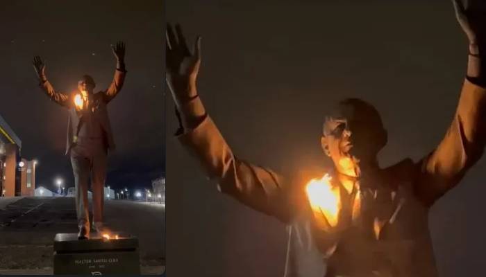 Walter Smith statue set on fire