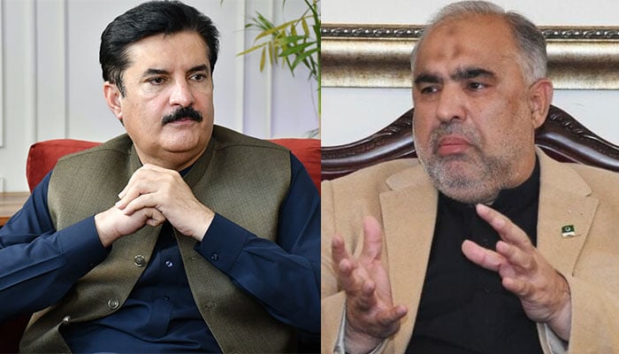پی ٹی آئی رہنما اسد قیصر اور گورنر خیبر پختون خوا فیصل کریم کنڈی—فائل فوٹو