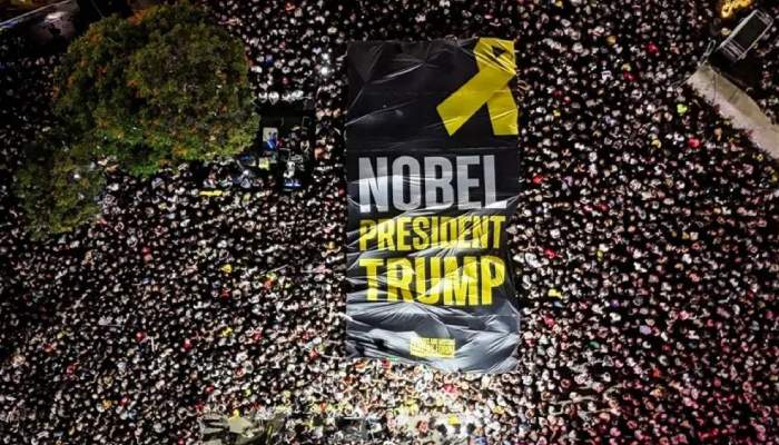 Israelis hail Trump at massive rally in Tel Aviv ahead of hostage release
