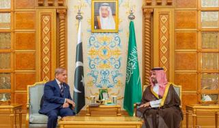 ریاض، وزیر اعظم شہباز شریف اور سعودی ولی عہد محمد بن سلمان کی ملاقات
