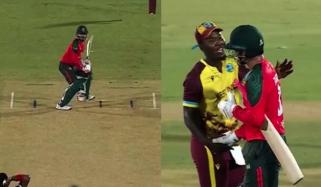 بنگلادیشی بیٹر نے آؤٹ ہونے کے بعد چھکا لگادیا، محنت ضائع