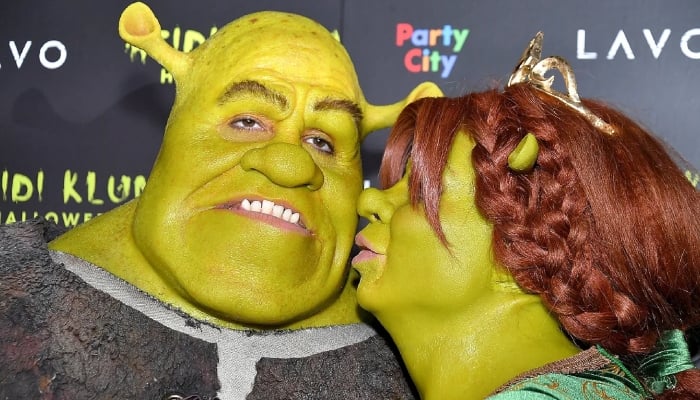 Heidi Klum and her husband as Shrek and Fiona