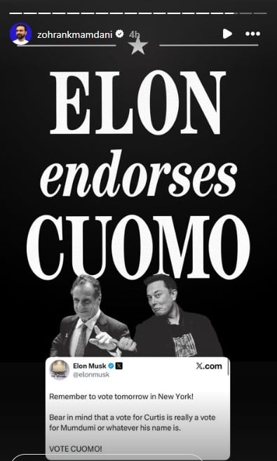 Musk, Trump urge New Yorkers to ‘vote for Cuomo’ over Mamdani in mayoral race