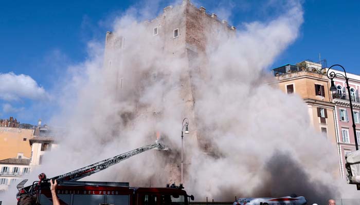 Torre dei Conti partially collapses in Italy’s capital Rome during renovation work