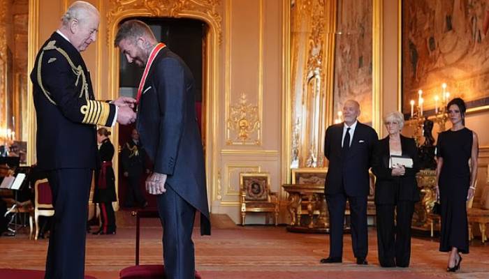 Sir Davids wife Victoria and parents ted and Sandra were present at the ceremony, PC: DailyMail