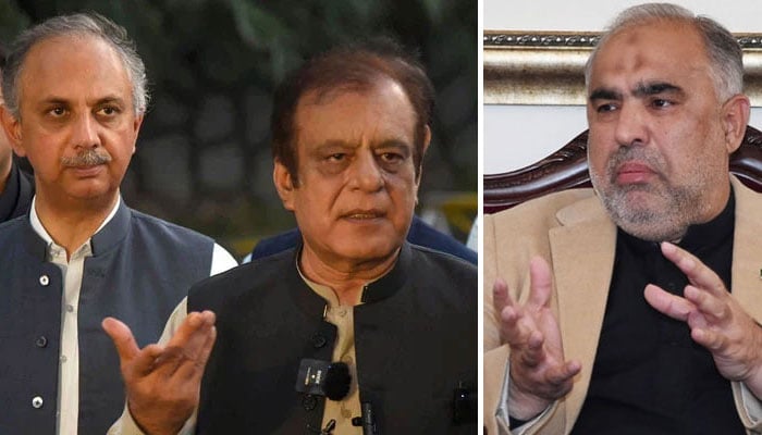 اسد قیصر، شبلی فراز، عمر ایوب—فائل فوٹوز