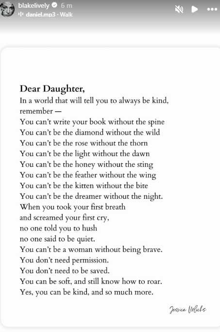 Blake Lively shares meaningful post after Justin Baldonis bombshell statement