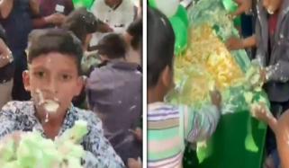 بچے 36 پاؤنڈ کا کیک 36 سیکنڈ میں ہی چٹ کرگئے