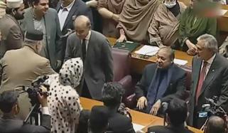 صدر مسلم لیگ ن نواز شریف قومی اسمبلی میں پہنچ گئے