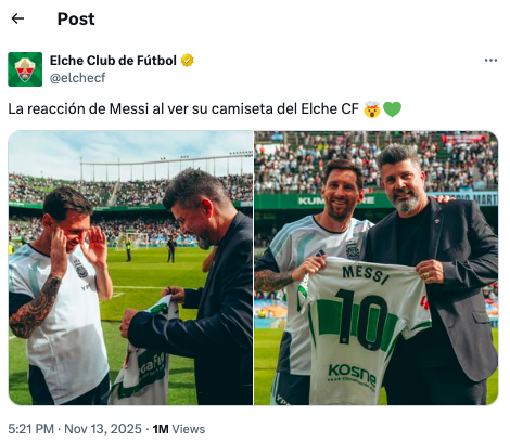 Lionel Messi receives heroic welcome in Elche as 20,000 fans pack stadium