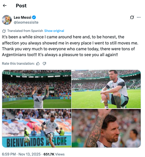 Lionel Messi receives heroic welcome in Elche as 20,000 fans pack stadium