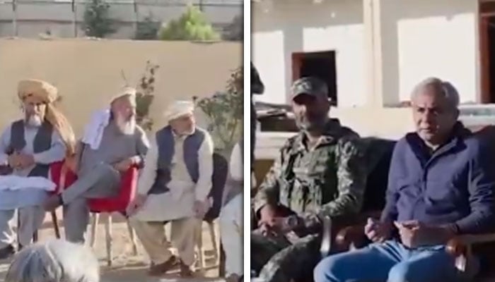 فیلڈ مارشل عاصم منیر کہہ چکے ہیں دہشتگردوں سے کوئی بات نہیں ہوگی، محسن نقوی کا قبائلی عمائدین سے خطاب - کولاج فوٹو: اسکرین گریب