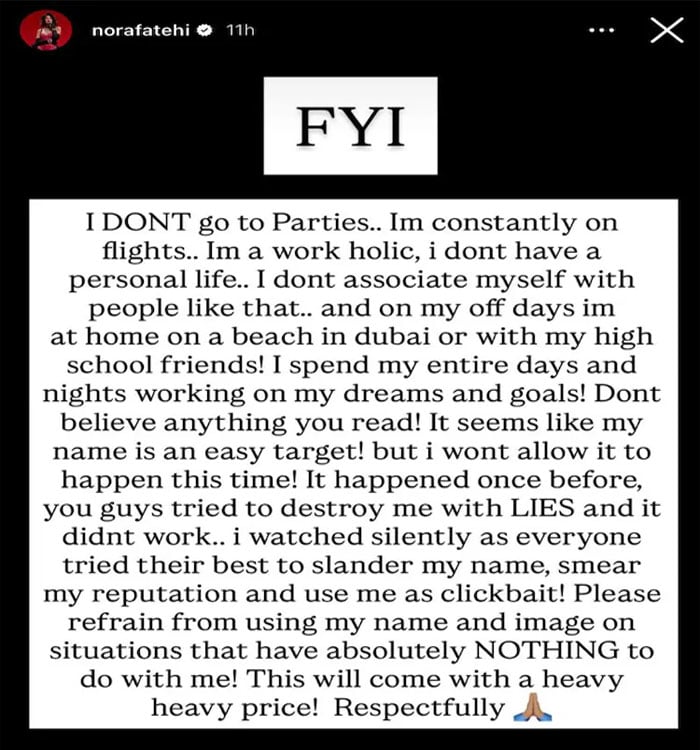 میرا نام کلیک بیٹ نہ بنائیں: نورا فتیحی کا ڈرگ سنڈیکیٹ سے منسوب الزامات پر شدید ردعمل