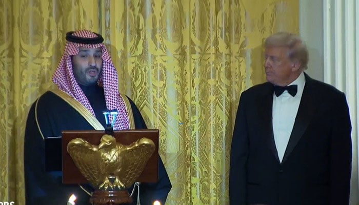 امریکی صدر ڈونلڈ ٹرمپ  اور سعودی ولی عہد محمد بن سلمان--- فوٹو اسکرین گریپ