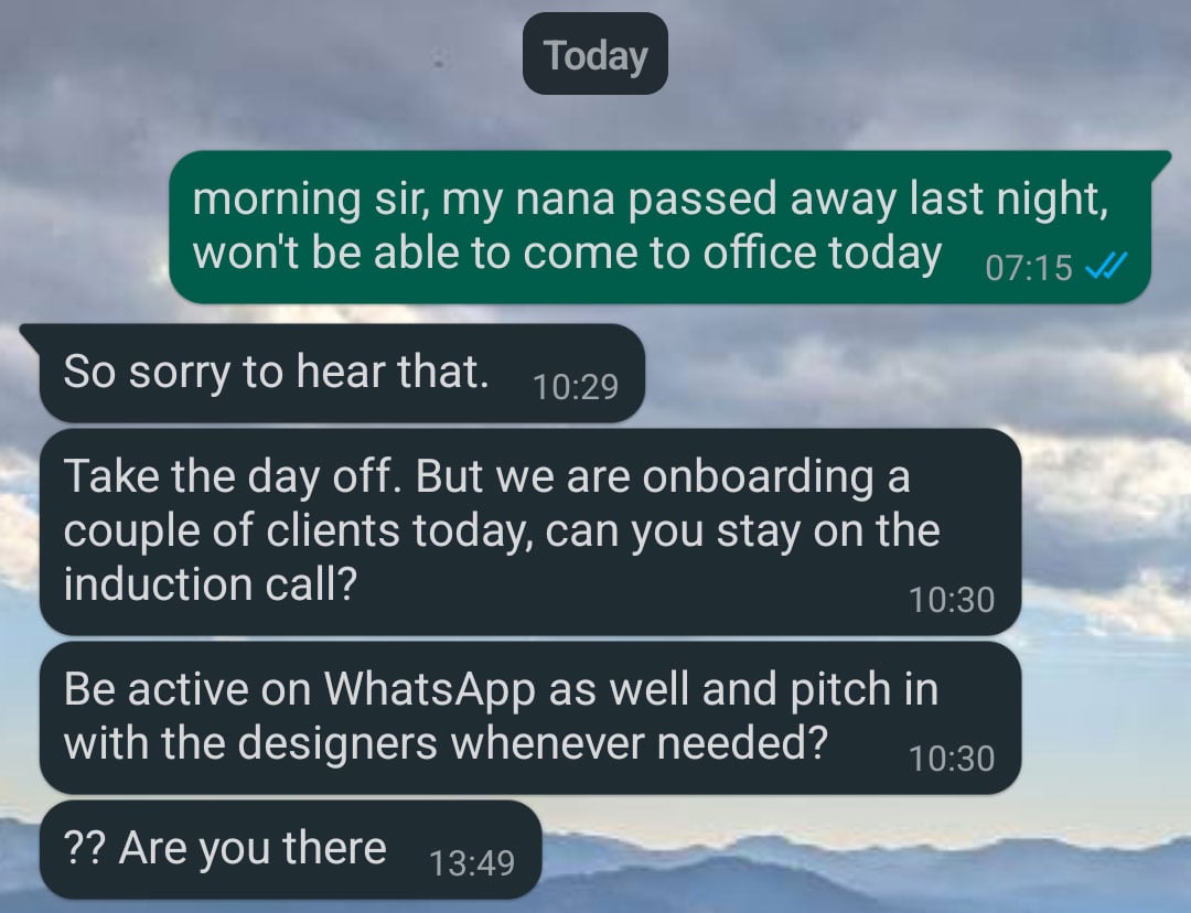 چھٹی کی درخواست پر مینیجر کا جواب بےحسی کی علامت قرار