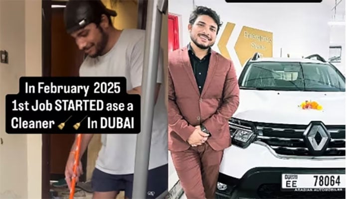 دبئی: خاکروب نوجوان نے 8 ماہ میں کار خرید لی، جدوجہد کی کہانی وائرل