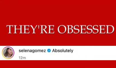 Selena Gomez reacts after Justin Bieber whispers her name in viral song