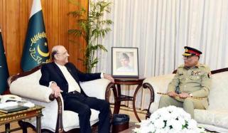 صدر مملکت آصف زرداری سے جنرل ساحر شمشاد مرزا کی الوداعی ملاقات