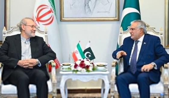 اسحاق ڈار سے ایران کے مشیر قومی سلامتی علی لاریجانی کی ملاقات