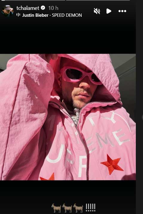 Timothée Chalamet receives Justin, Hailey Biebers shout out on Marty Supreme