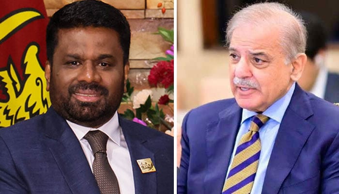 وزیرِ اعظم شہباز شریف اور سری لنکن صدر انورا کمارا ڈسانائیکے—فائل فوٹو