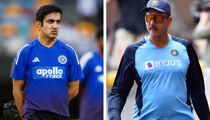 روی شاستری (دائیں)، گوتم گمبھیر (بائیں) - کولاج فوٹو: فائل