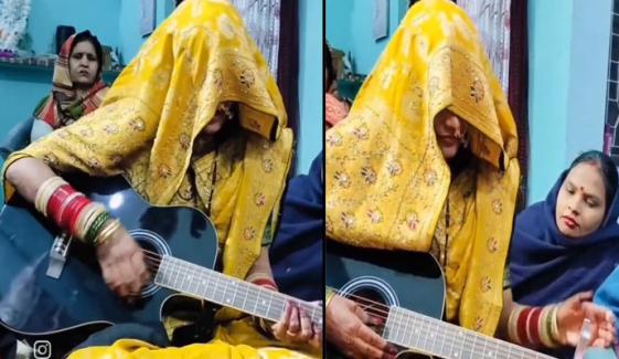 دلہن نے گٹار کے ساتھ گیت گا کر  مہمانوں کو حیران کردیا، ویڈیو وائرل